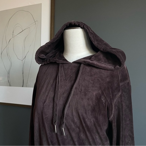 ALEXANDERWANG.T Stretch Corduroy Cropped Hoodie in Cola - Picture 6 of 10